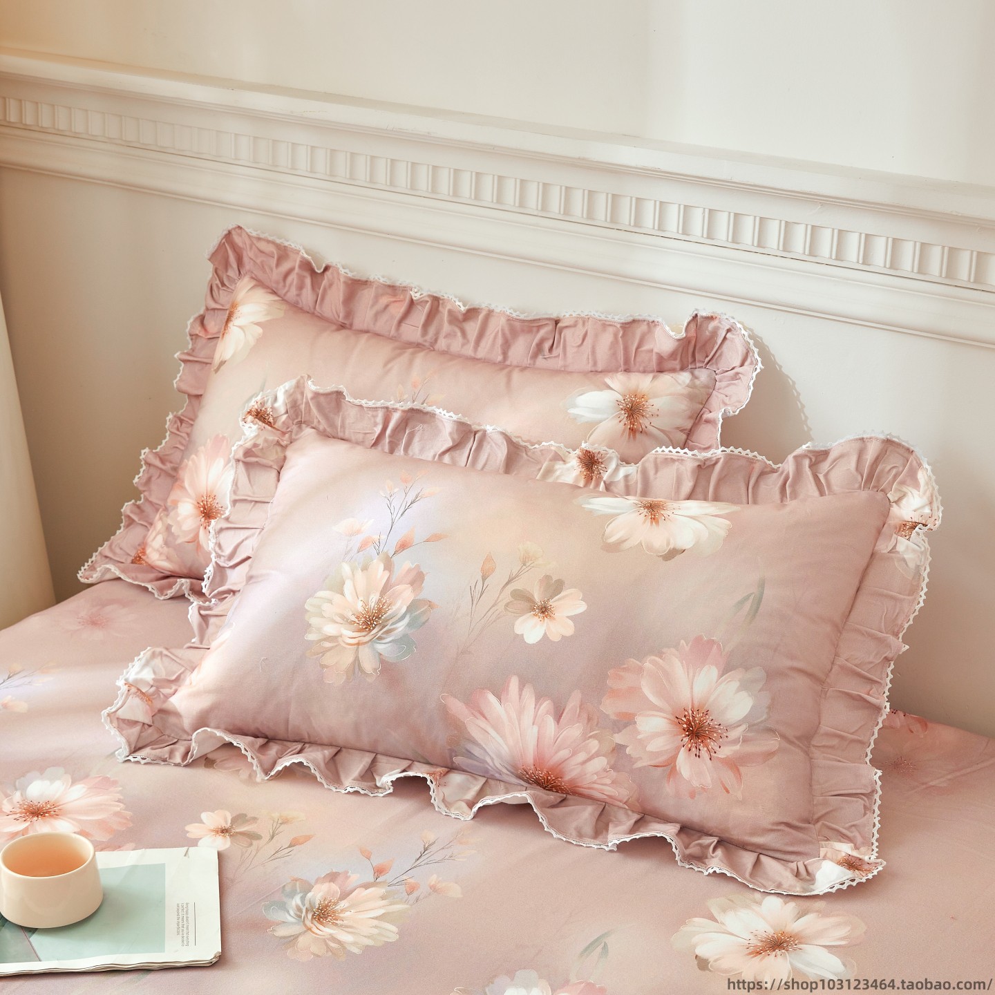 磨毛枕头套全棉纯棉一对装