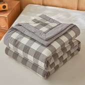 A类新疆棉花被子空调被夏季 单人薄款 夏被格子夏凉被可机洗夏天