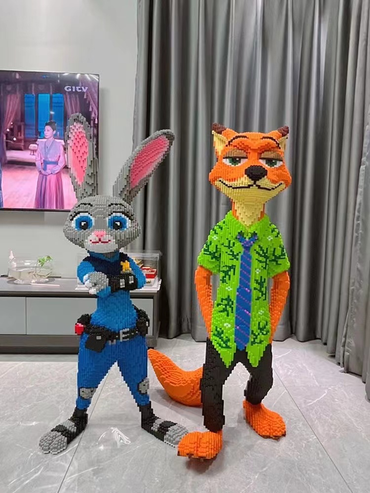 112cm巨大疯狂动物城朱迪兔子尼克狐狸益智拼装积木玩具摆件礼物