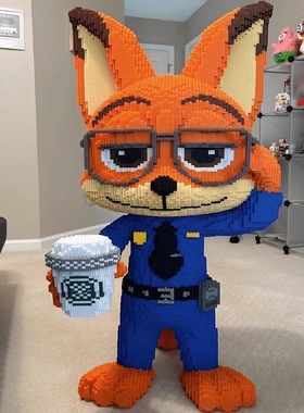 93cm超大尼克狐狸朱迪兔疯狂动物城积木儿童益智玩具立体拼装礼物