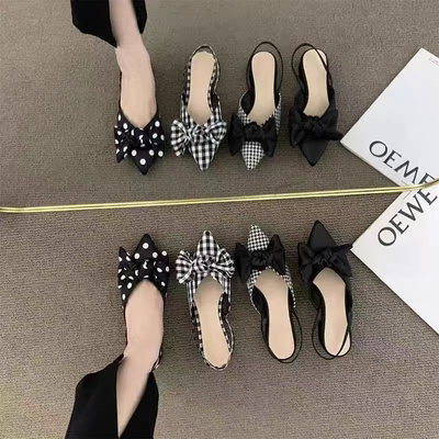 法式后空绊带单鞋女鞋子2026春夏新款时尚百搭网红配裙子包头凉鞋