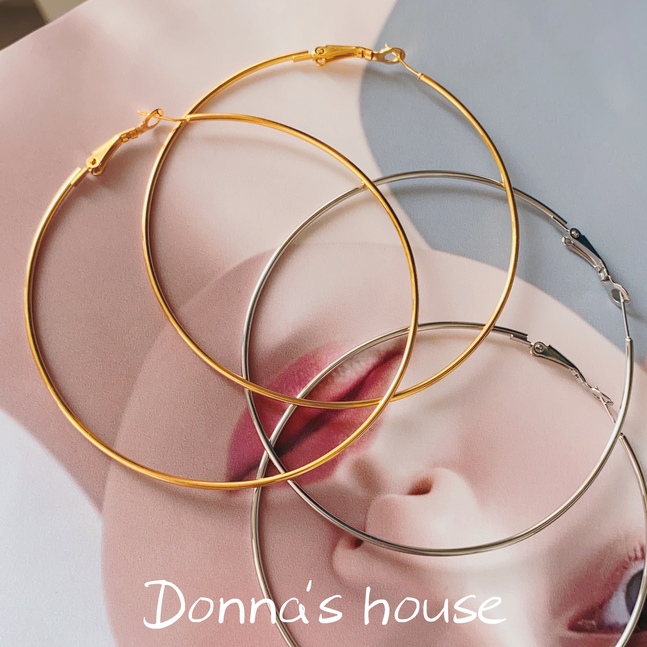 超细简约风基础光板银针大耳圈