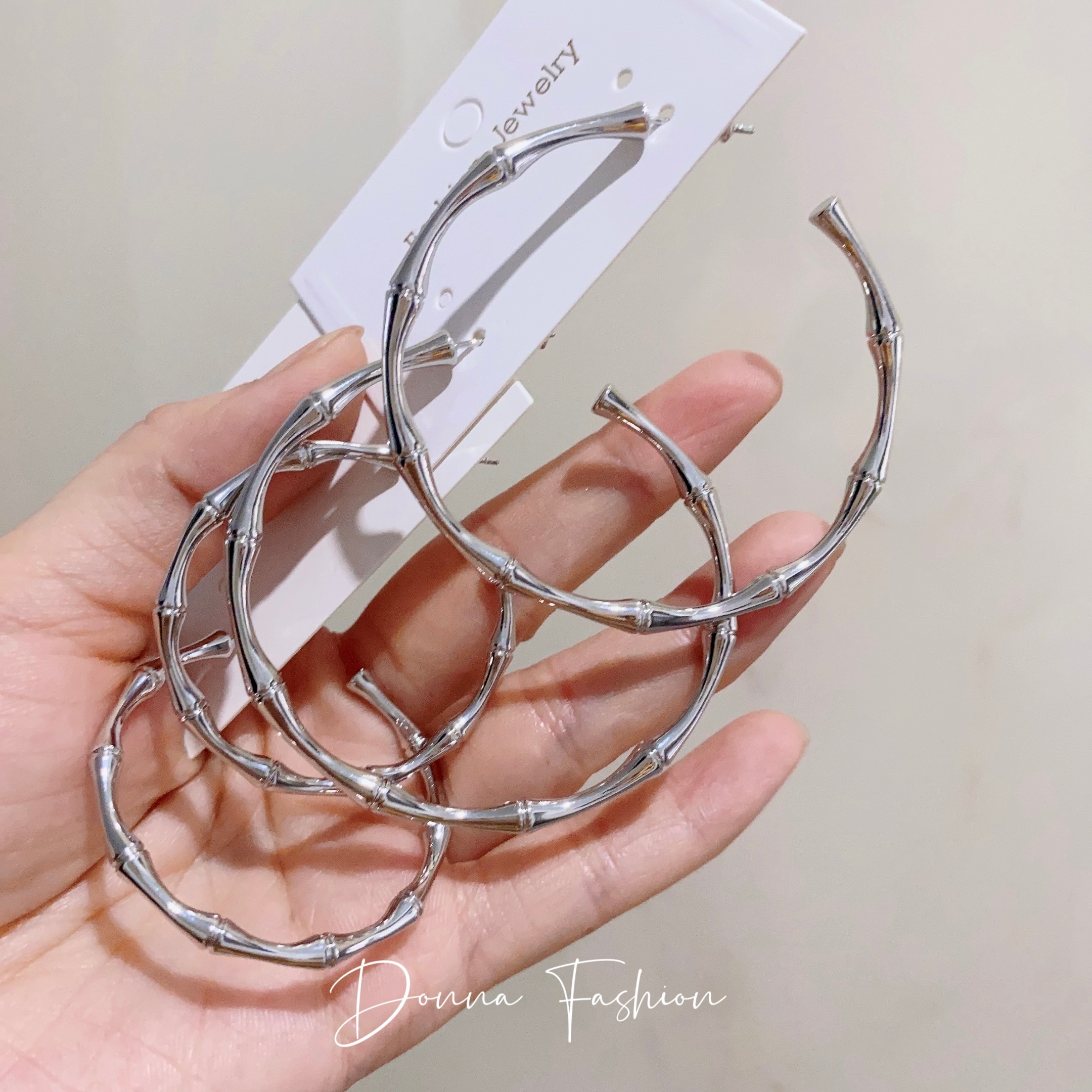 竹节设计大圆圈简约女耳圈