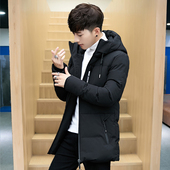 男士 加厚保暖棉袄 青少年学生帅可脱帽中年短款 羽绒棉服冬季 中长款