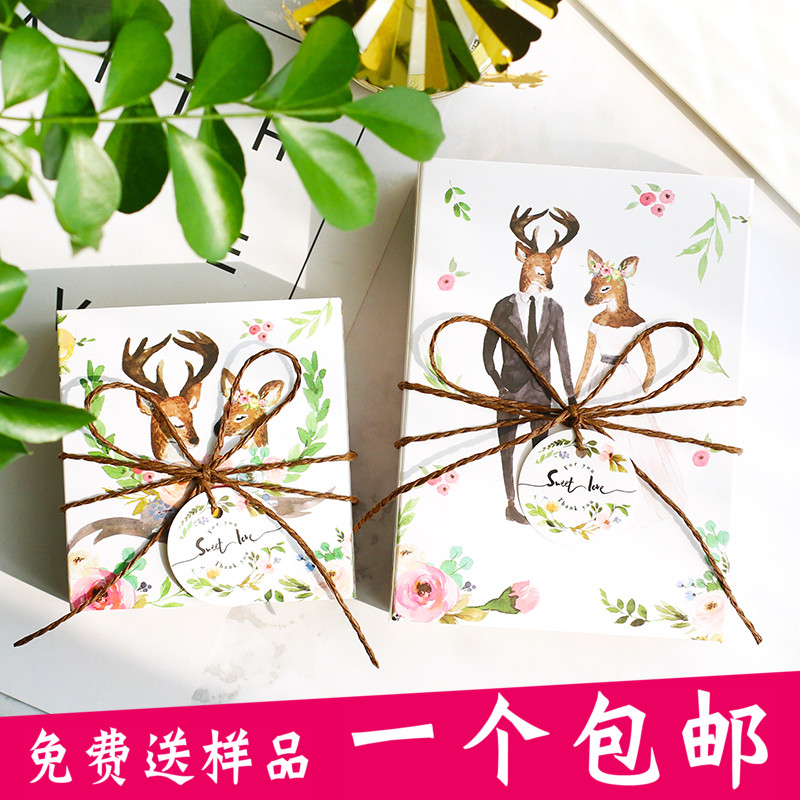 结婚喜糖盒独家新品创意可装烟特大号蓝色 仿真花牛皮纸 成品热卖