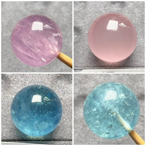 一物一图 纯天然海蓝宝天河石单珠散珠12/14/20mm多宝配珠紫锂辉