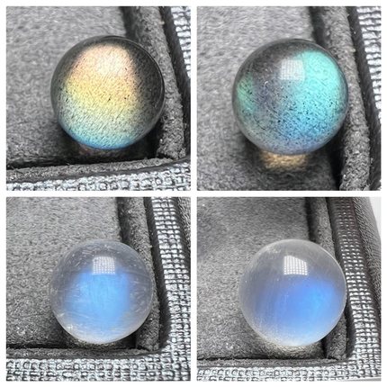 一物一图7A纯天然蓝月光石单珠散珠手链多宝珠8/10玻璃体双面强光