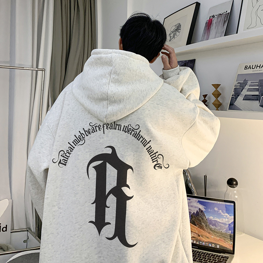 重磅华棉2023春装美式潮牌印花宽松连帽卫衣外套W322-P50,男装卫衣,电商A486