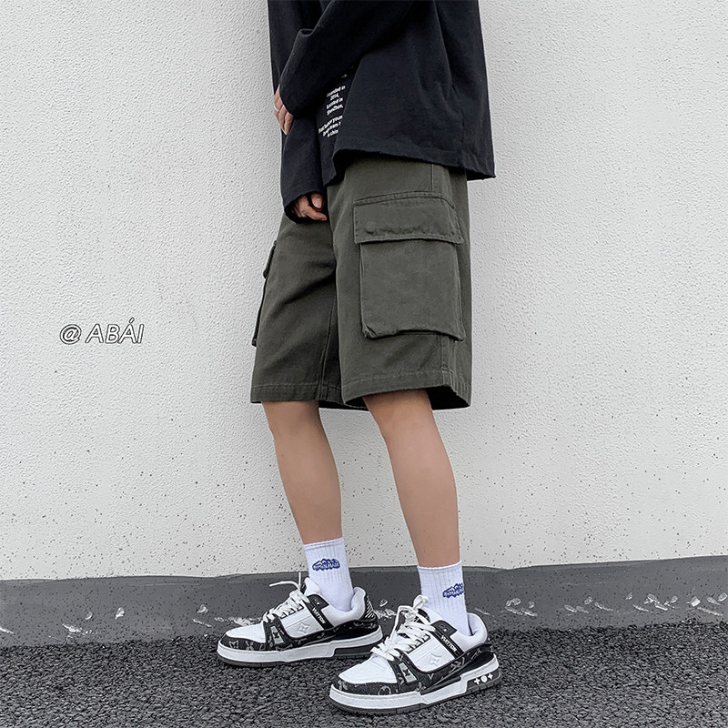 美式高街ins男女潮大口袋休闲五分裤hiphop工装短裤D2113-P45,男装休闲裤,电商A486