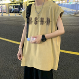 2023夏装新款美式暗黑水洗做旧潮牌无袖t恤背心BX670-P35，男装T恤，电商A486