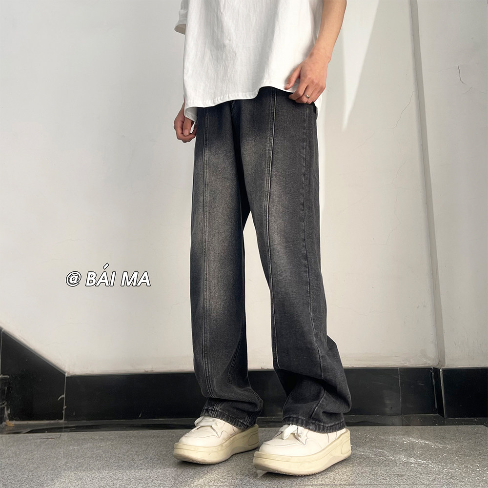 夏季美式高街ins潮牌宽松直筒长裤做旧复古水洗牛仔裤K5532-P55,男装牛仔裤,电商A486