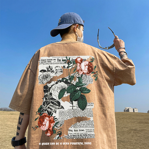 直播品质 数据好 240克重磅水洗纯棉 美式潮牌宽松短袖t恤T933P35图片
