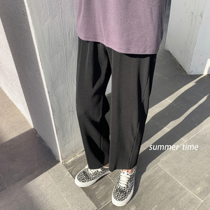 K06-P50 2023春夏季垂感舒适透气休闲裤宽松阔腿男士九分裤图片