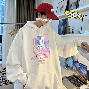 兔年系列 冬装加绒加厚  潮牌卡通宽松连帽印花卫衣外套 W707-P50图片