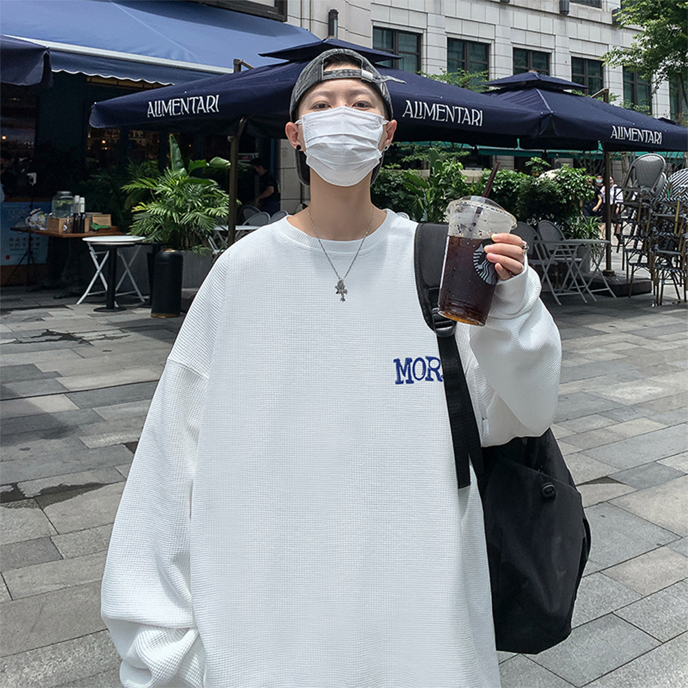 数据超好抖音品质华夫格美式印花潮流圆领卫衣外套W180-P35,男装卫衣,电商A486