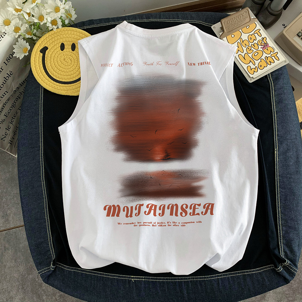 数据超好抖音品质印花宽松无袖背心韩版ins风潮牌t恤BX610-P20,男装背心/马甲,电商A486