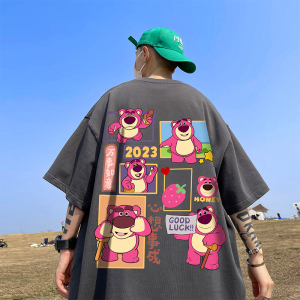 220克重磅美式潮牌宽松短袖t恤T826P25 直播有280克三本针精品P35图片