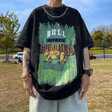 数据超好重磅抖音品质美式复古蜡染水洗做旧宽松短袖t恤T978P38，男装T恤，电商A486