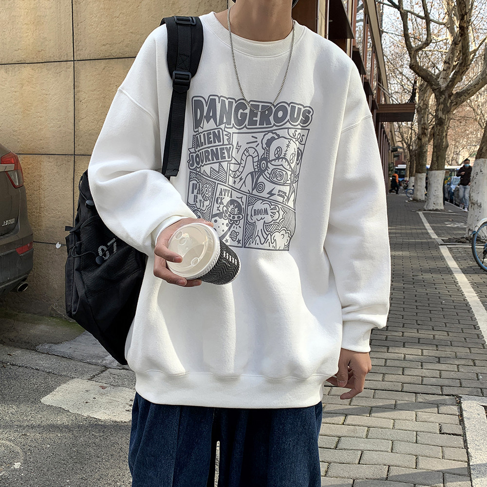 W118-P28港风潮流ins韩版印花圆领宽松卫衣男大码外套,男装卫衣,电商A486