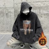 重磅美式高街做旧水洗潮牌印花连帽卫衣外套W586常规P65加绒P75，男装卫衣，电商A486