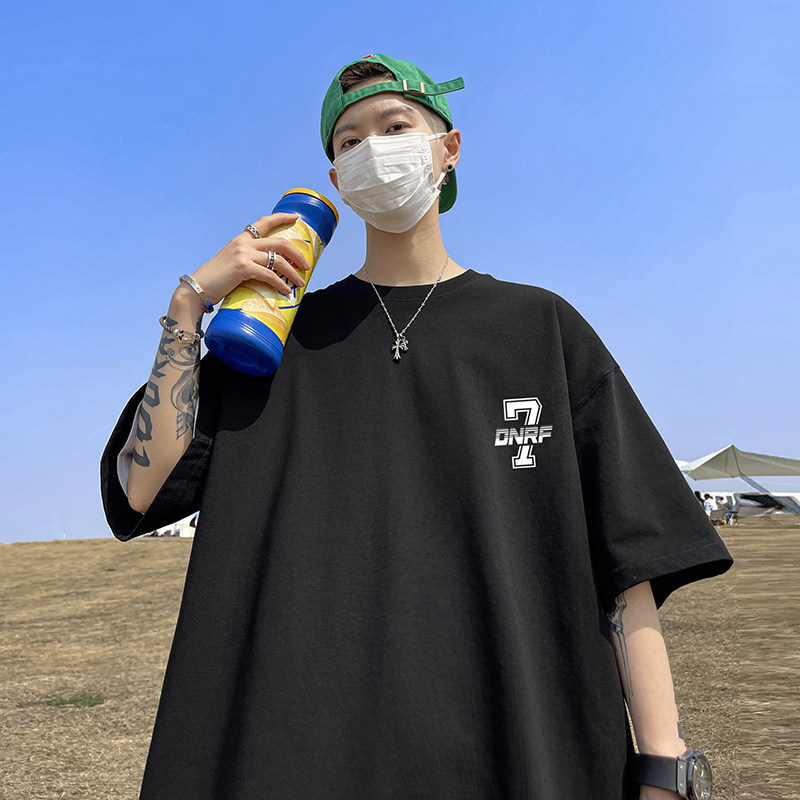 美式潮牌字母印花短袖t恤男款夏季重磅机车运动嘻哈高街ins风体袖,男装T恤,电商A486