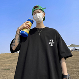 美式潮牌字母印花短袖t恤男款夏季重磅机车运动嘻哈高街ins风体袖，男装T恤，电商A486