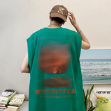 夏天来了数据超好印花宽松无袖背心韩版ins风潮牌t恤BX610-P20，男装背心/马甲，电商A486
