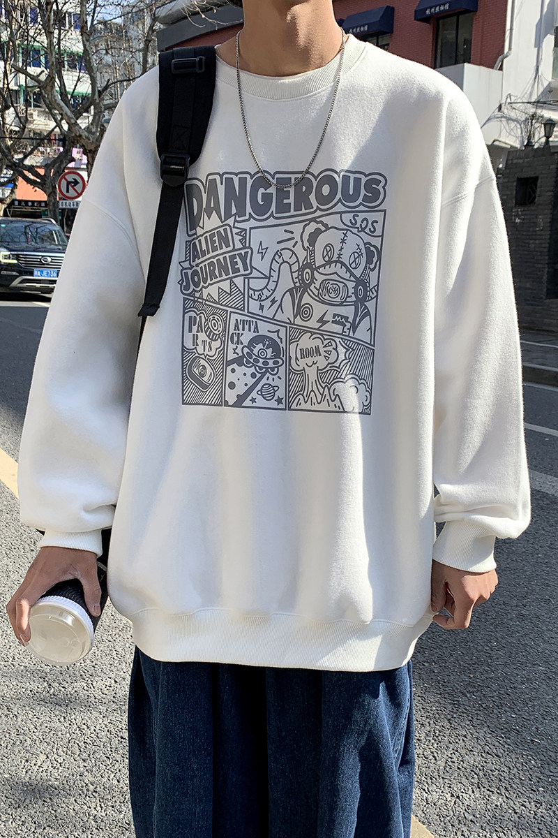 W118-P28港风潮流ins韩版印花圆领宽松卫衣男大码外套,男装卫衣,电商A486
