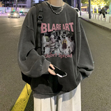 重磅华棉美式做旧水洗复古印花潮流圆领卫衣外套W196-P60，男装卫衣，电商A486