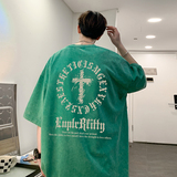 自助拼款更好卖重磅水洗纯棉美式水洗蜡染宽松短袖t恤T756-P35，男装T恤，电商A486