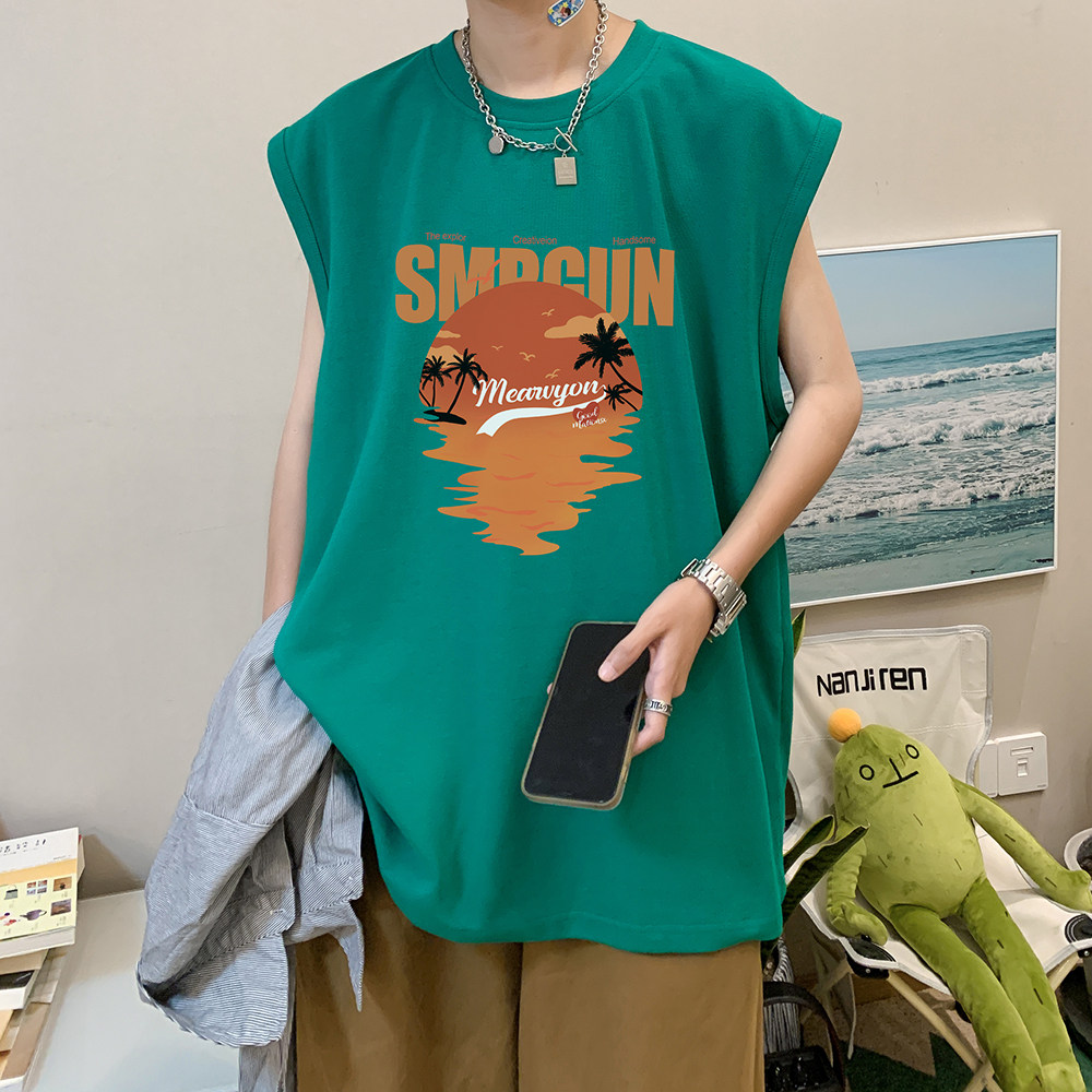 数据超好抖音品质印花宽松无袖背心韩版ins风潮牌t恤BX602-P20,男装背心/马甲,电商A486