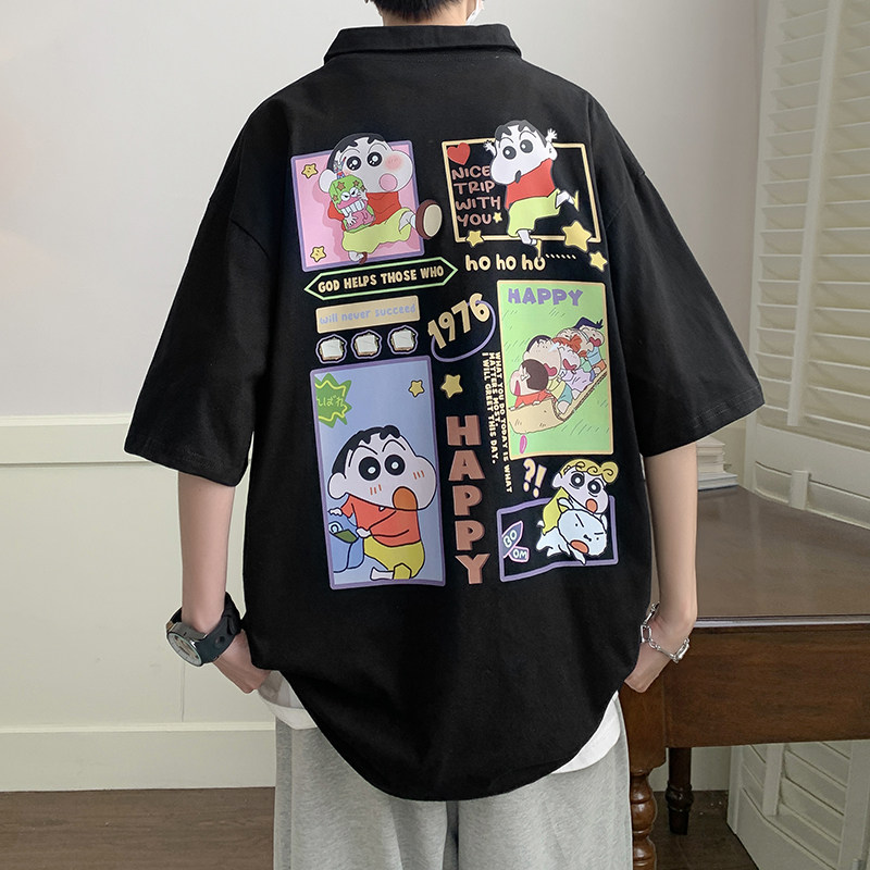 美式青春流行polo领短袖t恤男夏季印花宽松潮流翻领半袖PL02-P40,男装T恤,电商A486