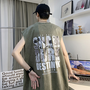 数据超好 灌篮高手 欧美式潮牌卡通印花水洗背心无袖t恤BX129-P35图片