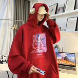 重磅华棉2023春装美式潮牌卡通宽松连帽卫衣外套W707-P50，男装卫衣，电商A486