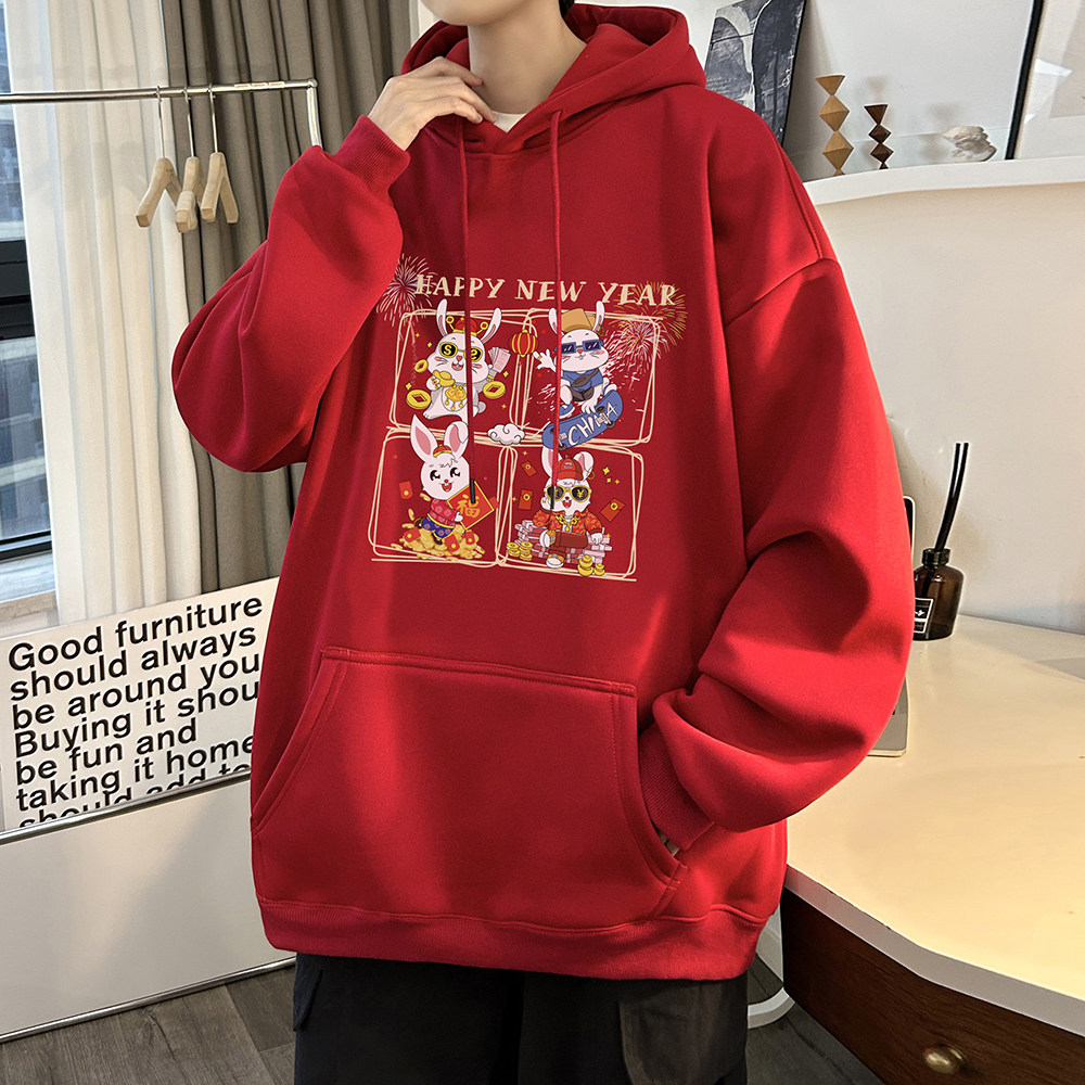 重磅华棉2023春装美式潮牌卡通宽松连帽卫衣外套W687-P50,男装卫衣,电商A486