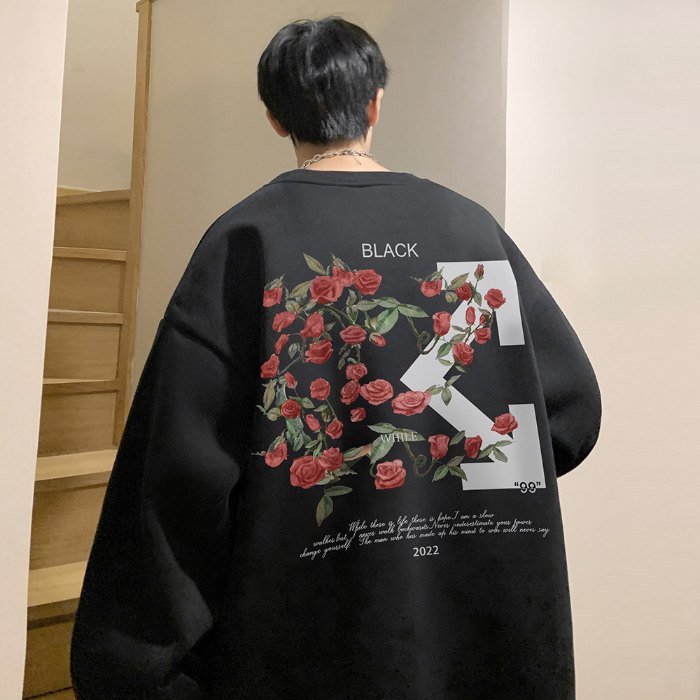2023春装重磅华棉美式印花字母潮流圆领卫衣外套W185-P40,男装卫衣,电商A486