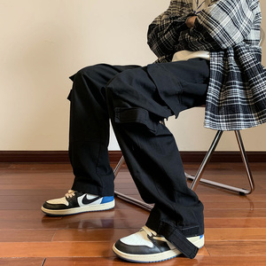 嘻哈大口袋拖地休闲裤hiphop工装裤美式高街ins男女潮 A06P58控78图片