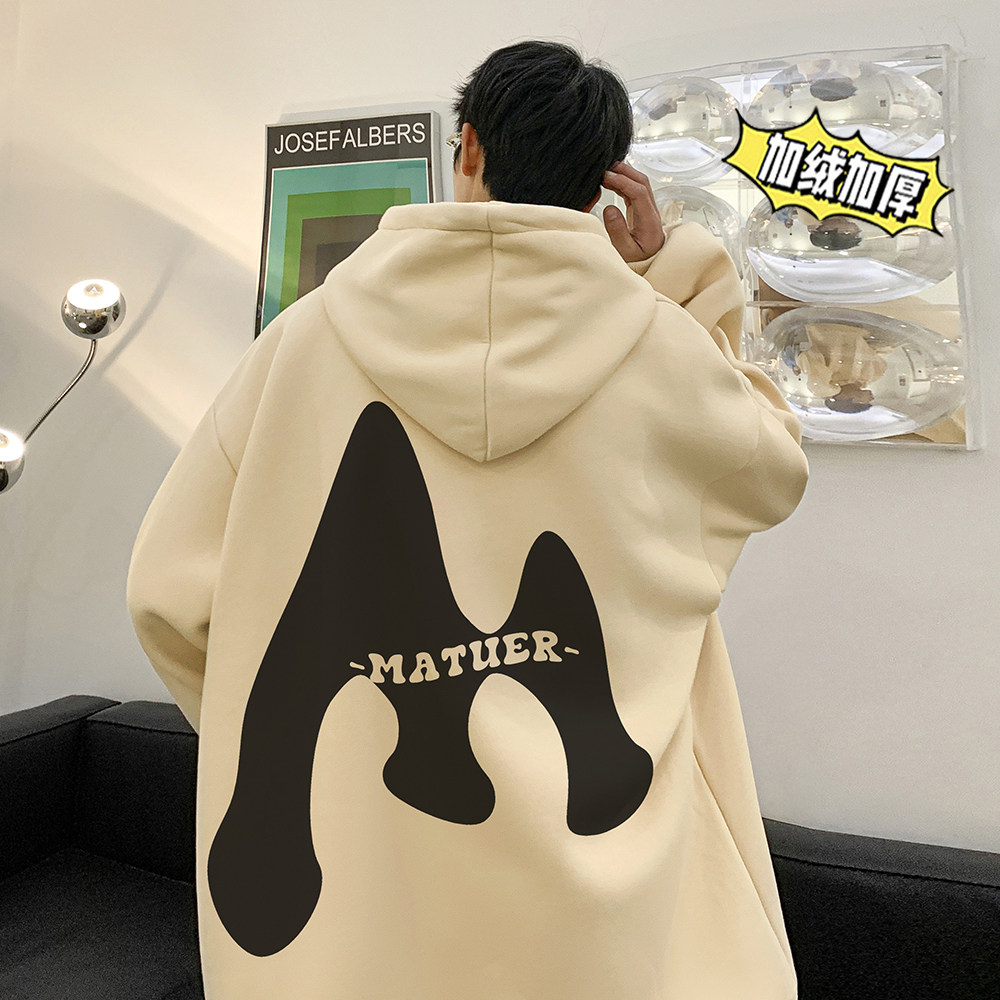 500g重磅冬装加绒加厚潮牌美式宽松连帽印花卫衣外套W651-P50,男装卫衣,电商A486