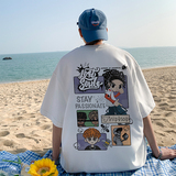 220克重磅美式潮牌宽松短袖t恤T606P25直播供应280克双纱品质P35，男装T恤，电商A486