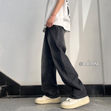 夏季美式高街ins潮牌宽松直筒长裤做旧复古水洗牛仔裤K5532-P55，男装牛仔裤，电商A486