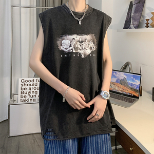 数据超好 灌篮高手 欧美式潮牌卡通印花水洗背心无袖t恤BX130-P35图片