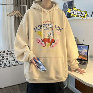 兔年系列 冬装加绒加厚  潮牌卡通宽松连帽印花卫衣外套 W667-P50图片