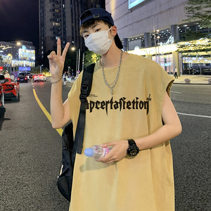 抖音品质 数据超好 美式暗黑水洗做旧潮牌无袖t恤背心 BX669-P35图片