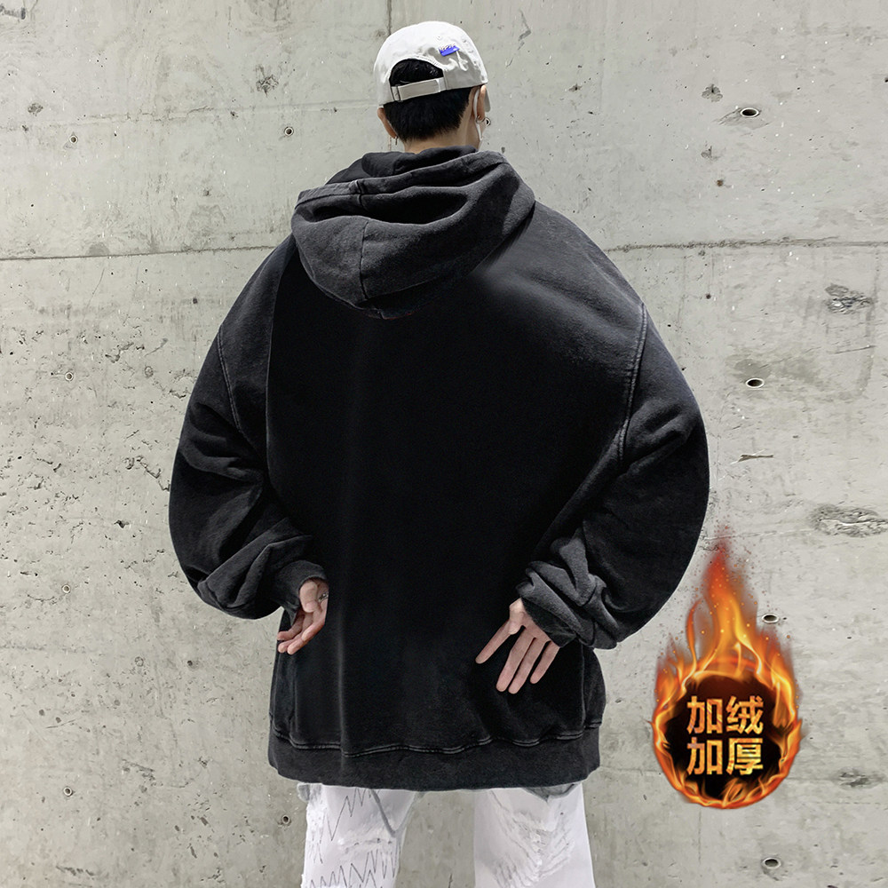 500g重磅高街做旧水洗复古潮牌连帽卫衣外套W699常规P65加绒P75,男装卫衣,电商A486