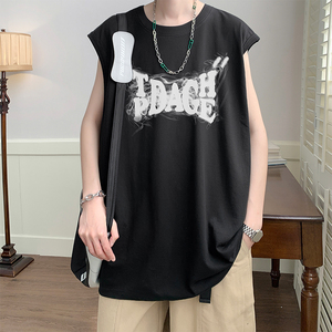 直播品质 重磅纯棉 220克美式印花宽松背心男女无袖t恤潮BX221P25图片