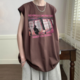 直播品质重磅纯棉220克美式印花宽松背心男女无袖t恤潮BX190P25，男装背心/马甲，电商A486