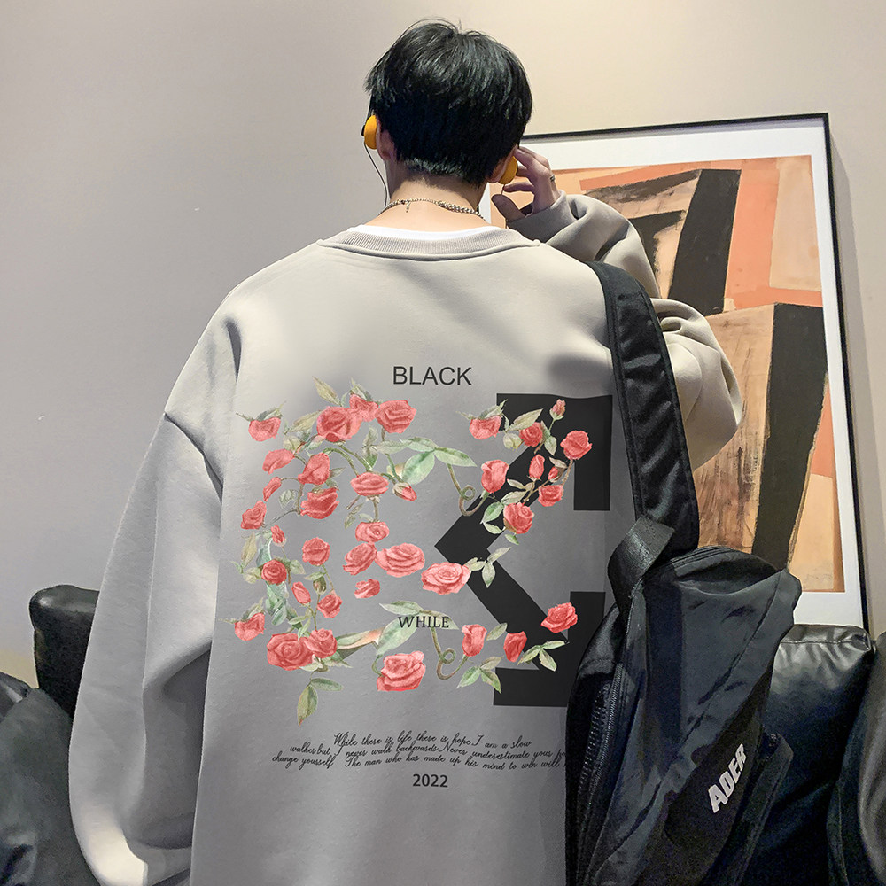 2023春装重磅华棉美式印花字母潮流圆领卫衣外套W185-P40,男装卫衣,电商A486