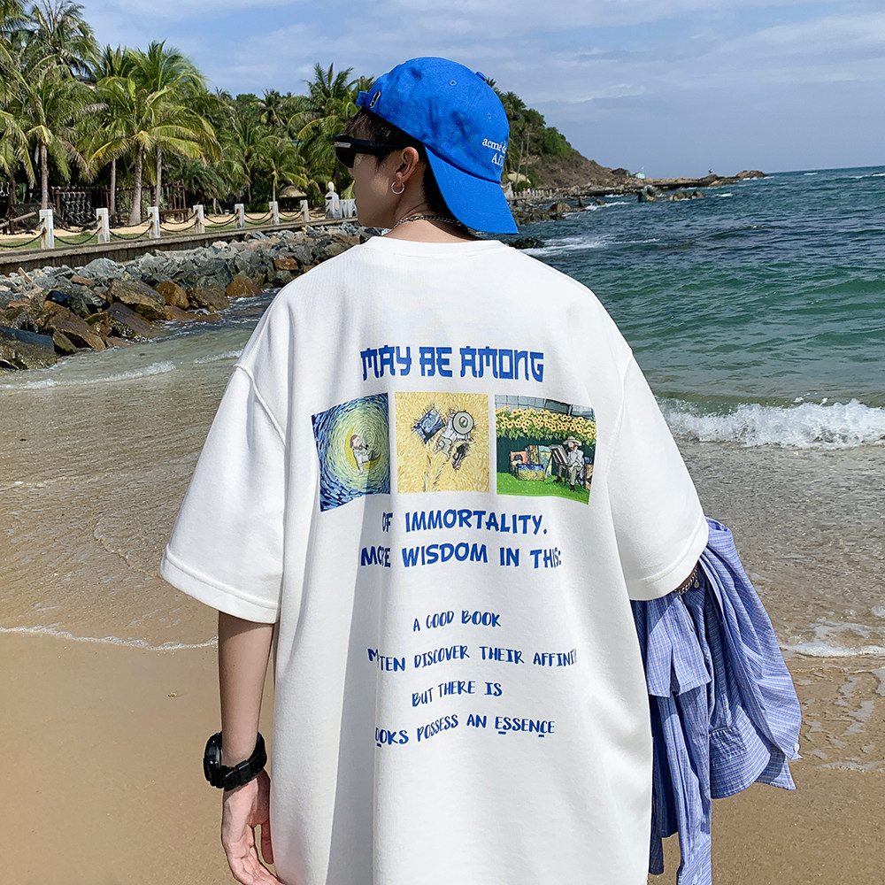 数据超好 抖音重磅210克 100棉  潮牌印花宽松短袖t恤  T251-P25图片