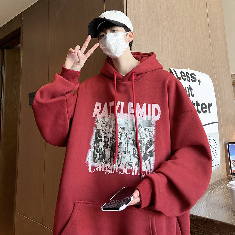 重磅华棉春季新款美式潮牌卡通宽松印花潮流卫衣外套D137P50,男装卫衣,电商A486