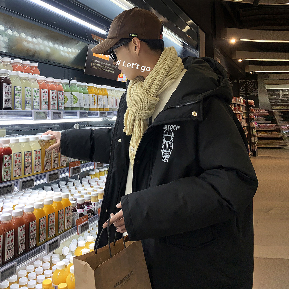 W156-P120 冬装潮牌ins印花图案连帽宽松休闲加厚棉衣外套图片